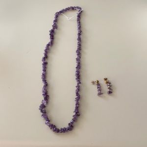 Amethyst Purple stone necklace with earrings